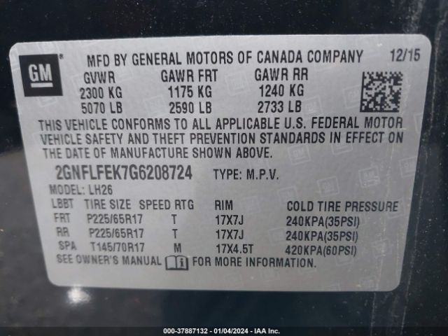 Photo 8 VIN: 2GNFLFEK7G6208724 - CHEVROLET EQUINOX 