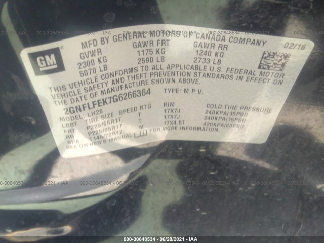 Photo 8 VIN: 2GNFLFEK7G6266364 - CHEVROLET EQUINOX 