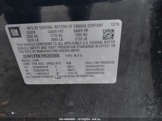 Photo 8 VIN: 2GNFLFEK7H6263966 - CHEVROLET EQUINOX 