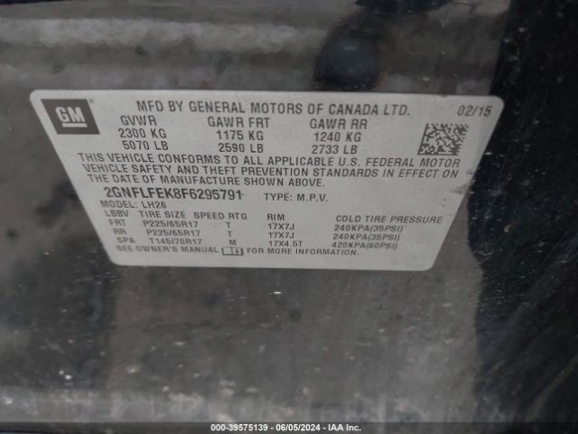 Photo 8 VIN: 2GNFLFEK8F6295791 - CHEVROLET EQUINOX 