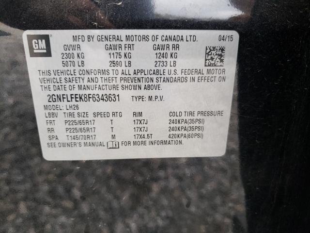 Photo 9 VIN: 2GNFLFEK8F6343631 - CHEVROLET EQUINOX LT 