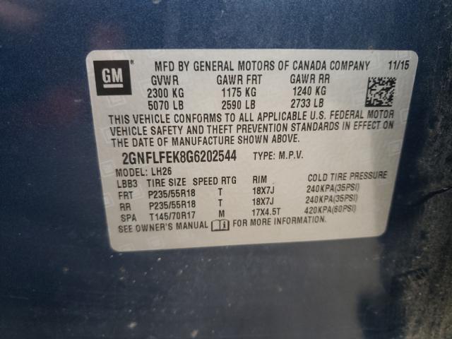 Photo 9 VIN: 2GNFLFEK8G6202544 - CHEVROLET EQUINOX LT 