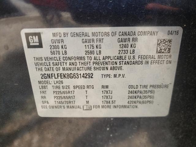 Photo 9 VIN: 2GNFLFEK8G6314292 - CHEVROLET EQUINOX LT 