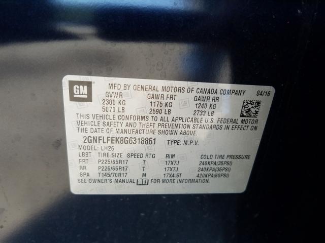 Photo 9 VIN: 2GNFLFEK8G6318861 - CHEVROLET EQUINOX LT 