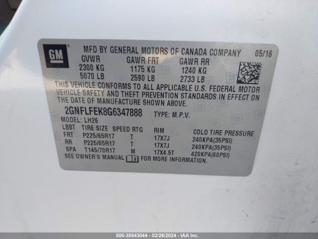 Photo 8 VIN: 2GNFLFEK8G6347888 - CHEVROLET EQUINOX 