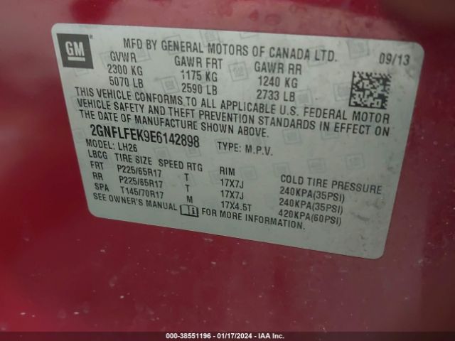 Photo 8 VIN: 2GNFLFEK9E6142898 - CHEVROLET EQUINOX 