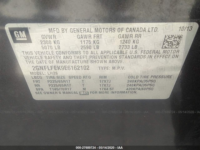 Photo 8 VIN: 2GNFLFEK9E6162102 - CHEVROLET EQUINOX 