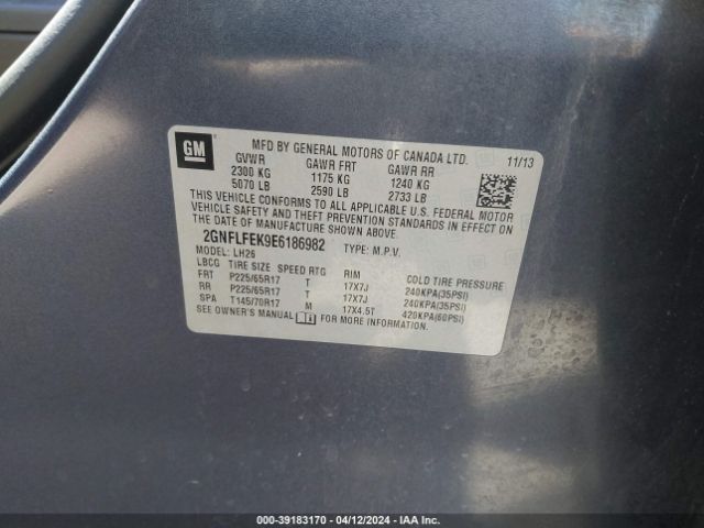 Photo 8 VIN: 2GNFLFEK9E6186982 - CHEVROLET EQUINOX 