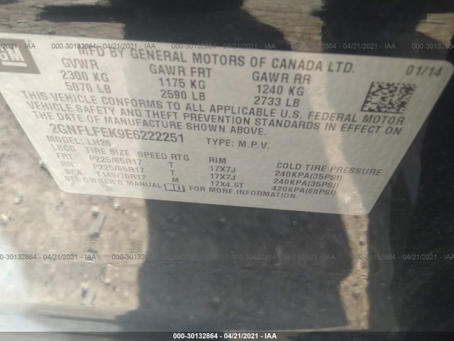 Photo 8 VIN: 2GNFLFEK9E6222251 - CHEVROLET EQUINOX 