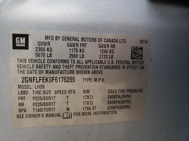 Photo 9 VIN: 2GNFLFEK9F6176289 - CHEVROLET EQUINOX LT 