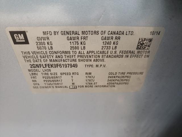 Photo 9 VIN: 2GNFLFEK9F6197949 - CHEVROLET EQUINOX LT 