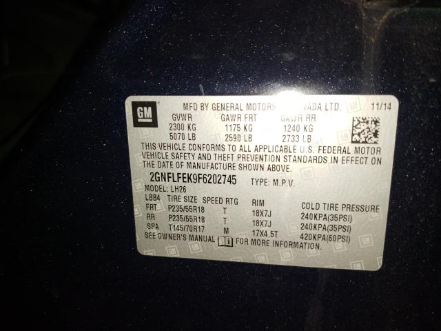 Photo 9 VIN: 2GNFLFEK9F6202745 - CHEVROLET EQUINOX LT 