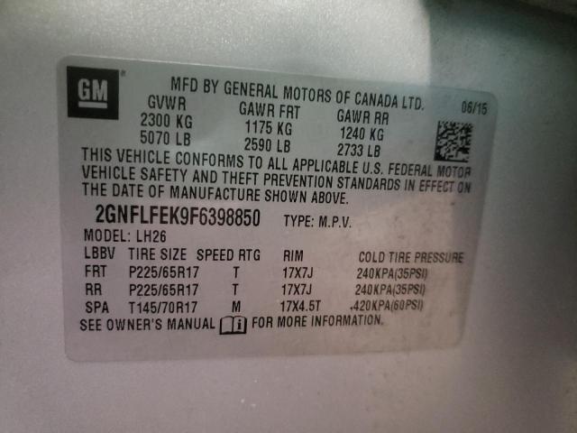 Photo 11 VIN: 2GNFLFEK9F6398850 - CHEVROLET EQUINOX LT 