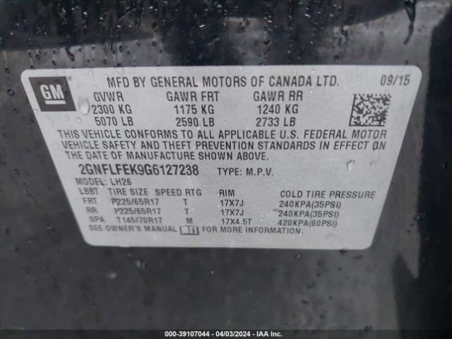 Photo 8 VIN: 2GNFLFEK9G6127238 - CHEVROLET EQUINOX 