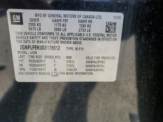 Photo 11 VIN: 2GNFLFEK9G6178612 - CHEVROLET EQUINOX LT 