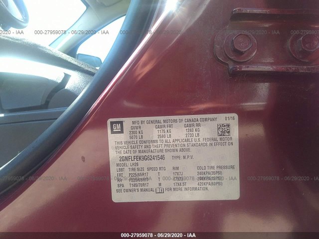 Photo 8 VIN: 2GNFLFEK9G6241546 - CHEVROLET EQUINOX 