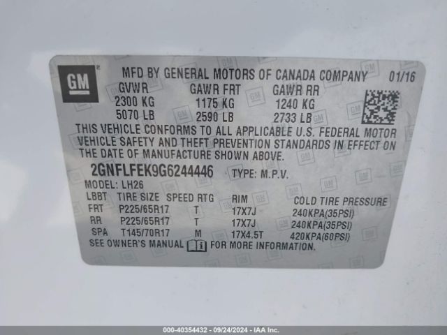 Photo 8 VIN: 2GNFLFEK9G6244446 - CHEVROLET EQUINOX 