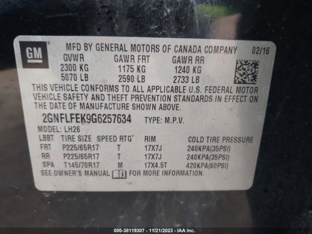 Photo 8 VIN: 2GNFLFEK9G6257634 - CHEVROLET EQUINOX 