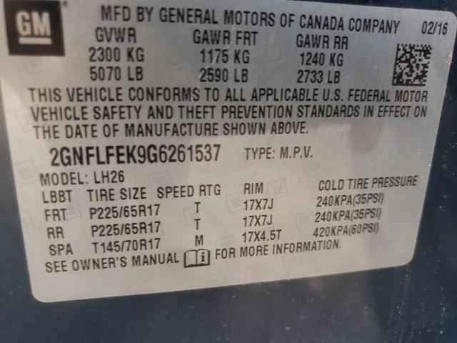 Photo 9 VIN: 2GNFLFEK9G6261537 - CHEVROLET EQUINOX LT 