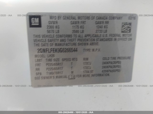 Photo 8 VIN: 2GNFLFEK9G6266544 - CHEVROLET EQUINOX 