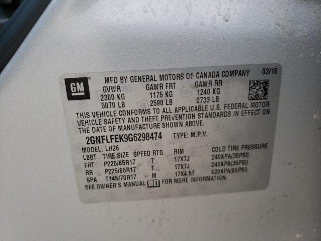 Photo 9 VIN: 2GNFLFEK9G6298474 - CHEVROLET EQUINOX LT 