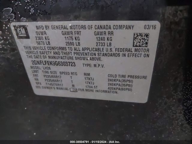 Photo 8 VIN: 2GNFLFEK9G6303723 - CHEVROLET EQUINOX 