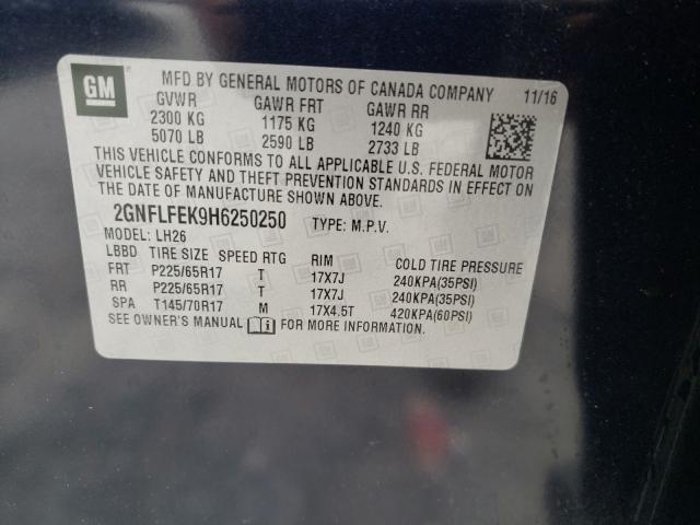 Photo 9 VIN: 2GNFLFEK9H6250250 - CHEVROLET EQUINOX LT 