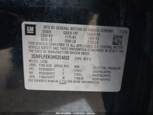 Photo 8 VIN: 2GNFLFEK9H6254802 - CHEVROLET EQUINOX 