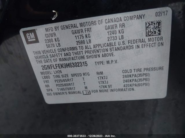 Photo 8 VIN: 2GNFLFEK9H6302315 - CHEVROLET EQUINOX 