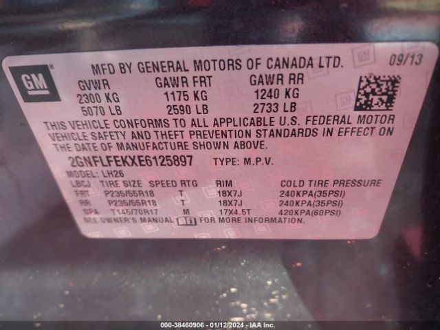 Photo 8 VIN: 2GNFLFEKXE6125897 - CHEVROLET EQUINOX 