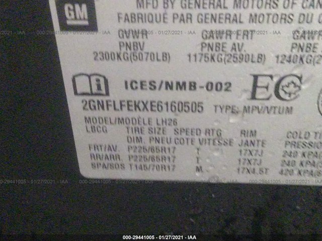 Photo 8 VIN: 2GNFLFEKXE6160505 - CHEVROLET EQUINOX 