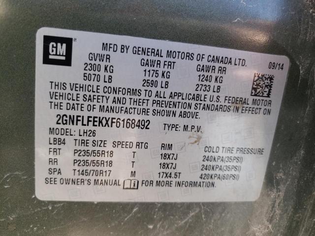 Photo 9 VIN: 2GNFLFEKXF6168492 - CHEVROLET EQUINOX LT 