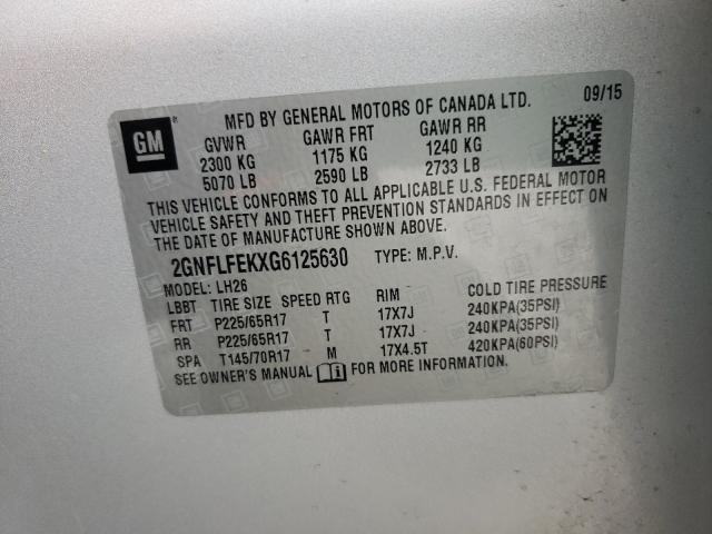 Photo 9 VIN: 2GNFLFEKXG6125630 - CHEVROLET EQUINOX LT 