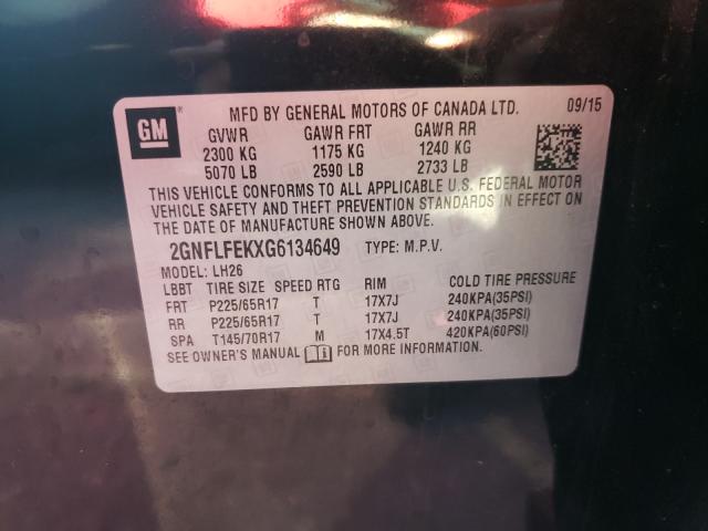 Photo 9 VIN: 2GNFLFEKXG6134649 - CHEVROLET EQUINOX LT 