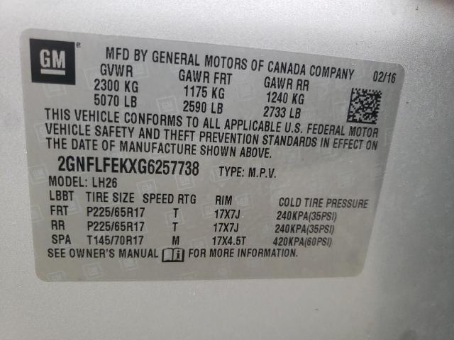 Photo 9 VIN: 2GNFLFEKXG6257738 - CHEVROLET EQUINOX LT 