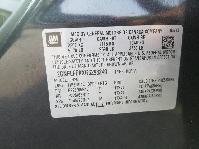 Photo 9 VIN: 2GNFLFEKXG6293249 - CHEVROLET EQUINOX LT 