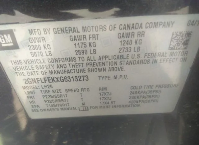 Photo 8 VIN: 2GNFLFEKXG6313273 - CHEVROLET EQUINOX 