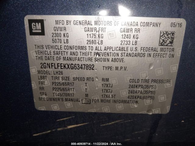 Photo 8 VIN: 2GNFLFEKXG6347892 - CHEVROLET EQUINOX 