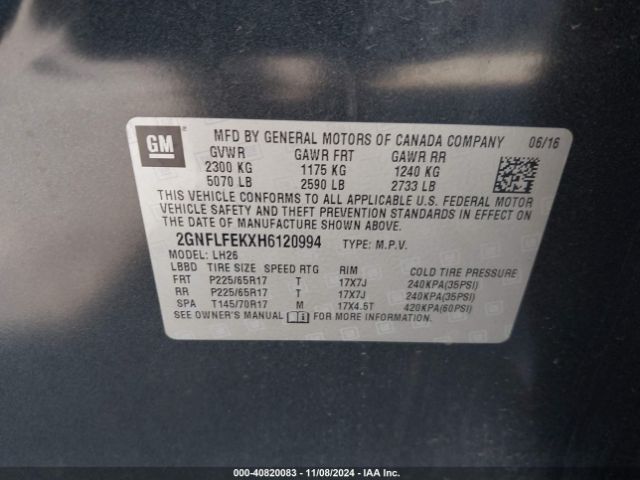 Photo 8 VIN: 2GNFLFEKXH6120994 - CHEVROLET EQUINOX 