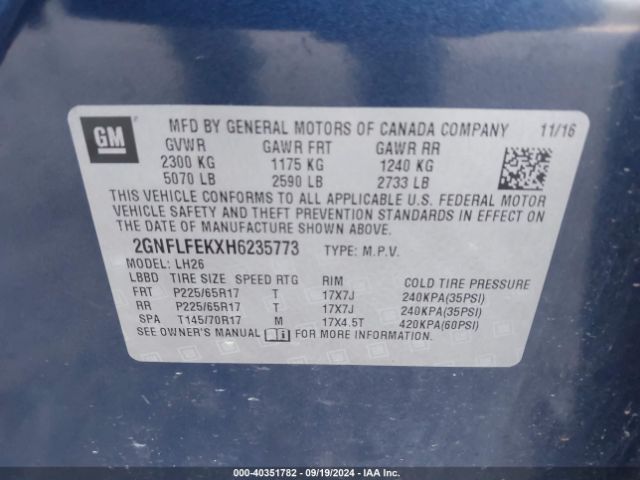 Photo 8 VIN: 2GNFLFEKXH6235773 - CHEVROLET EQUINOX 