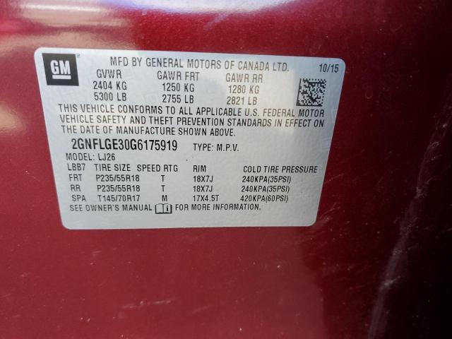 Photo 11 VIN: 2GNFLGE30G6175919 - CHEVROLET EQUINOX LT 