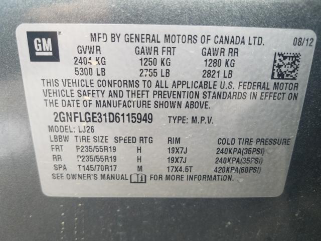 Photo 9 VIN: 2GNFLGE31D6115949 - CHEVROLET EQUINOX LT 