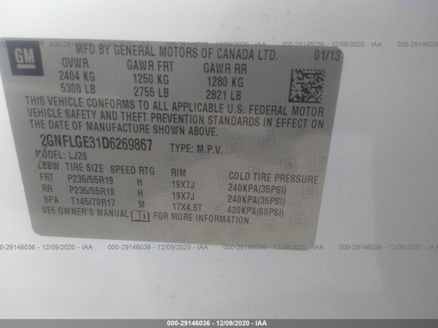 Photo 8 VIN: 2GNFLGE31D6269867 - CHEVROLET EQUINOX 