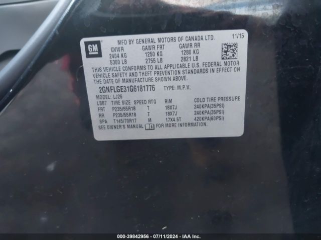 Photo 8 VIN: 2GNFLGE31G6181776 - CHEVROLET EQUINOX 