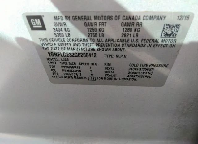 Photo 8 VIN: 2GNFLGE32G6206412 - CHEVROLET EQUINOX 