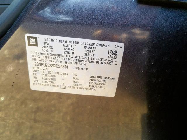 Photo 9 VIN: 2GNFLGE32G6254850 - CHEVROLET EQUINOX LT 