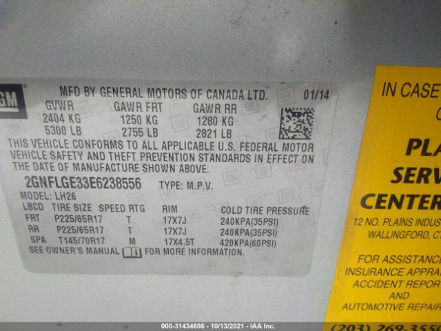 Photo 8 VIN: 2GNFLGE33E6238556 - CHEVROLET EQUINOX 