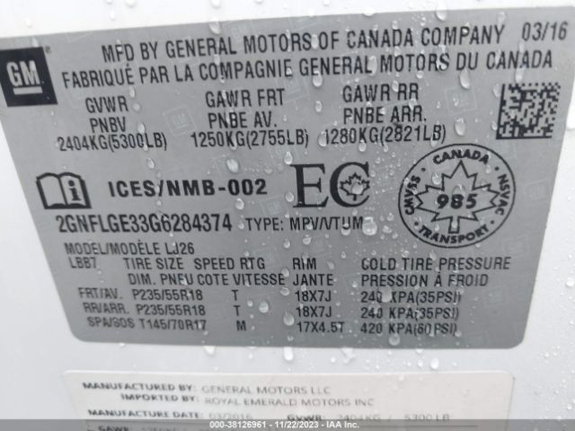 Photo 8 VIN: 2GNFLGE33G6284374 - CHEVROLET EQUINOX 