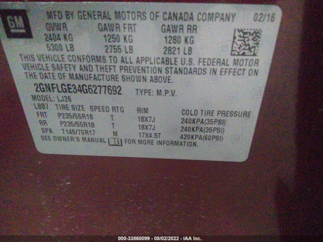 Photo 8 VIN: 2GNFLGE34G6277692 - CHEVROLET EQUINOX 