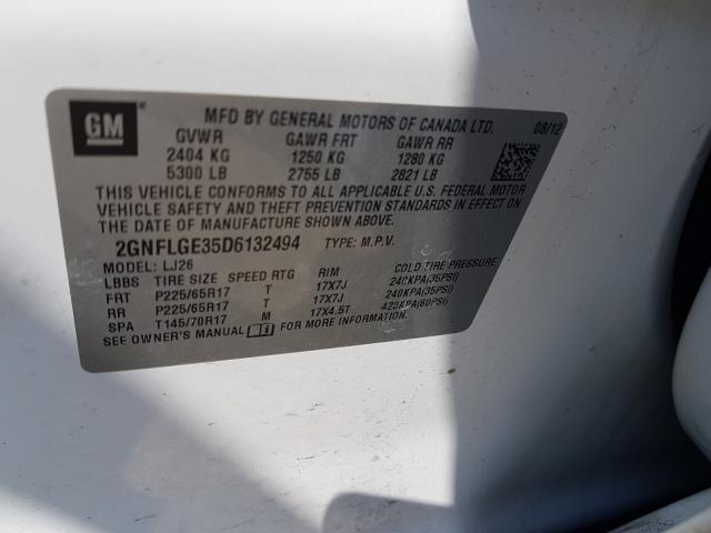 Photo 9 VIN: 2GNFLGE35D6132494 - CHEVROLET EQUINOX LT 